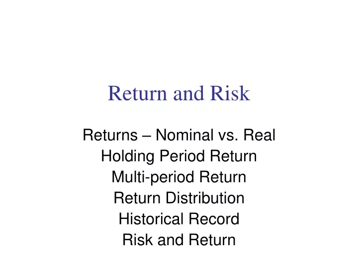 return and risk