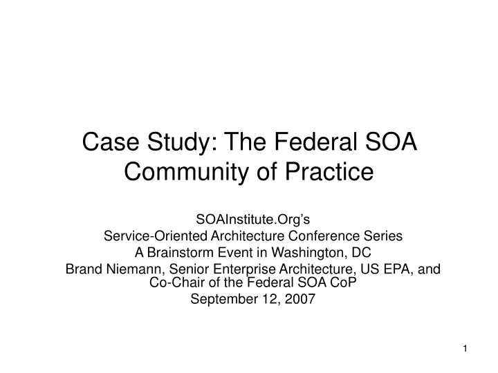 case study the federal soa community of practice