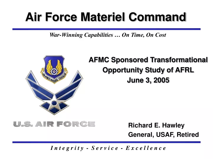 afmc sponsored transformational opportunity study of afrl june 3 2005