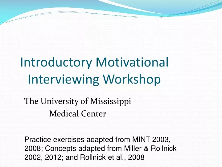 introductory motivational interviewing workshop