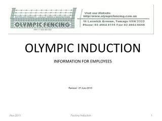 OLYMPIC INDUCTION INFORMATION FOR EMPLOYEES