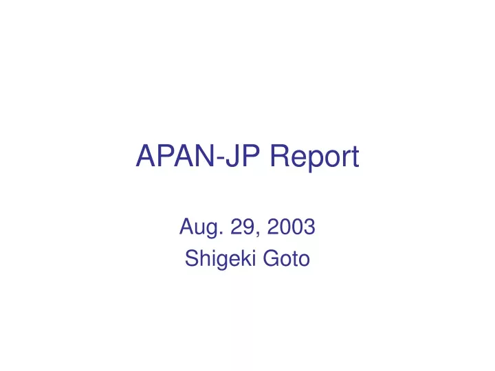 apan jp report