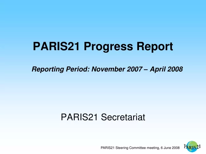 paris21 progress report reporting period november