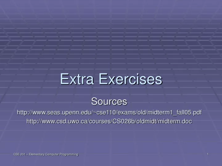 extra exercises