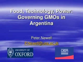 Food, Technology, Power: Governing GMOs in Argentina