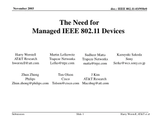 The Need for Managed IEEE 802.11 Devices
