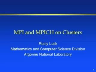 MPI and MPICH on Clusters