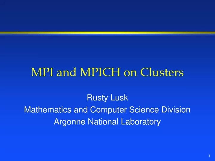 mpi and mpich on clusters