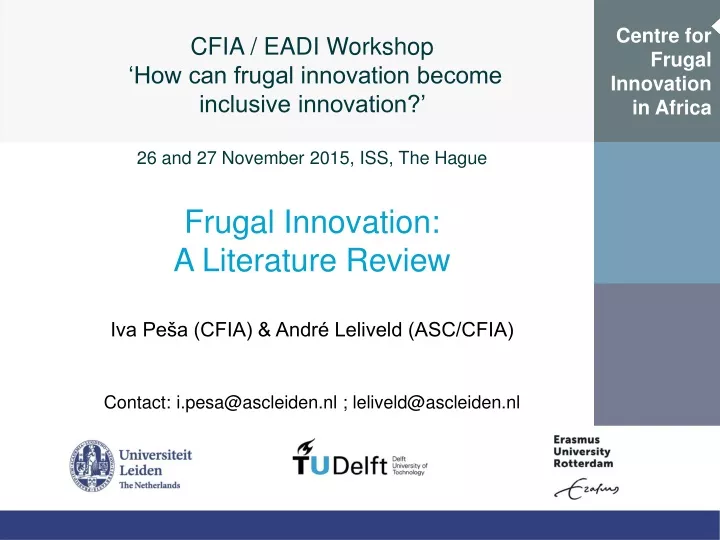 centre for frugal innovation in africa