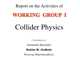 Report on the Activities of WORKING  GROUP  I Collider Physics