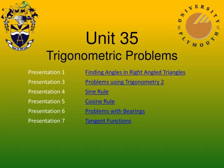 unit 35 trigonometric problems