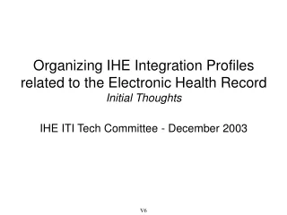 Organizing IHE Integration Profiles related to the Electronic Health Record Initial Thoughts