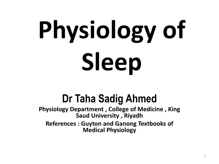 physiology of sleep