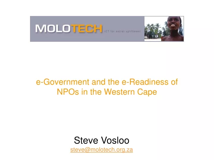 e government and the e readiness of npos in the western cape