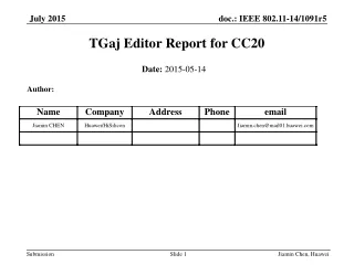 TGaj Editor Report for CC20