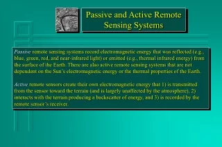 Passive and Active Remote Sensing Systems