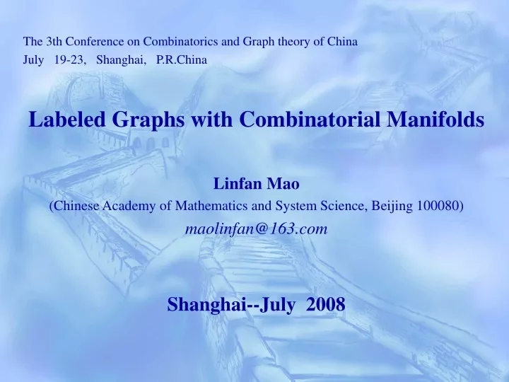 the 3th conference on combinatorics and graph