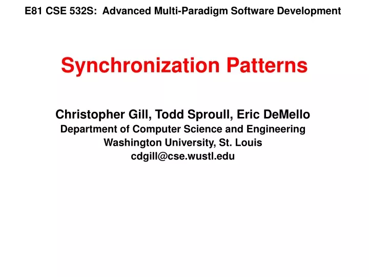 e81 cse 532s advanced multi paradigm software