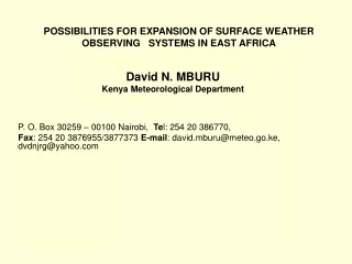 David N. MBURU Kenya Meteorological Department