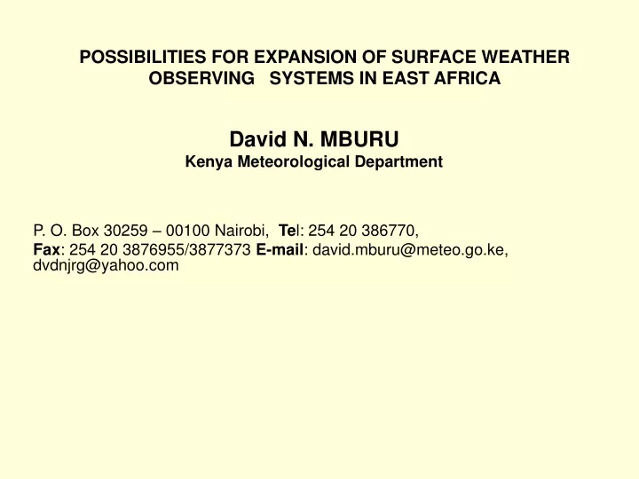 possibilities for expansion of surface weather