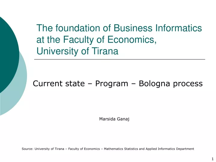 the foundation of business informatics at the faculty of economics university of tirana