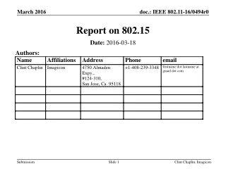 Report on 802.15