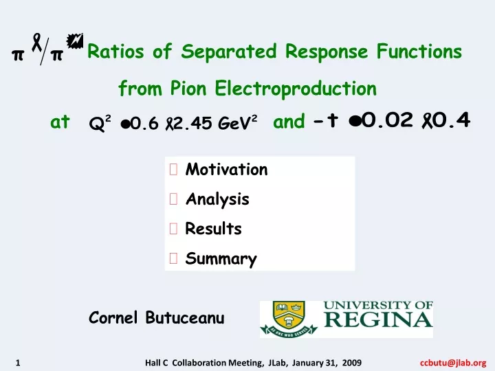 ratios of separated response functions