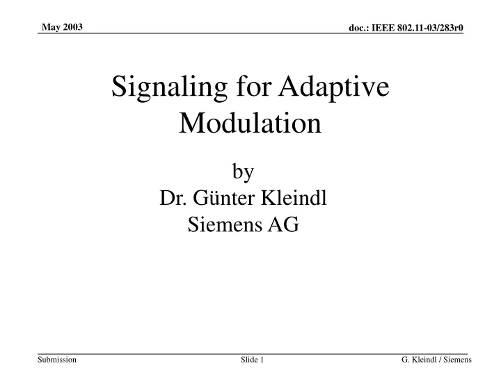 signaling for adaptive modulation