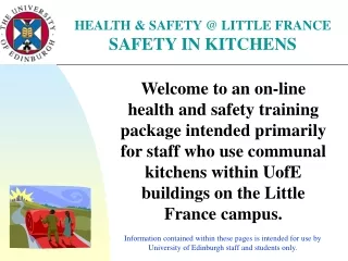 HEALTH &amp; SAFETY @ LITTLE FRANCE SAFETY IN KITCHENS