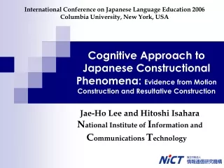 Jae-Ho Lee and Hitoshi Isahara N ational Institute of  I nformation and