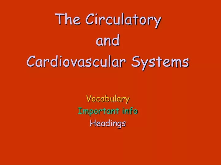 the circulatory and cardiovascular systems