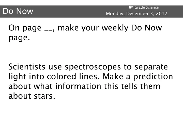 Spectroscopes - 8TH-GRADE SCIENCE