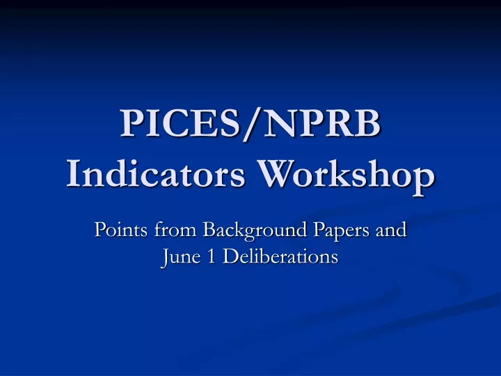 pices nprb indicators workshop