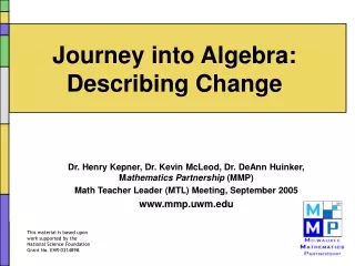 Journey into Algebra: Describing Change
