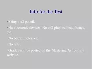 Info for the Test