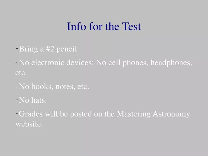 info for the test