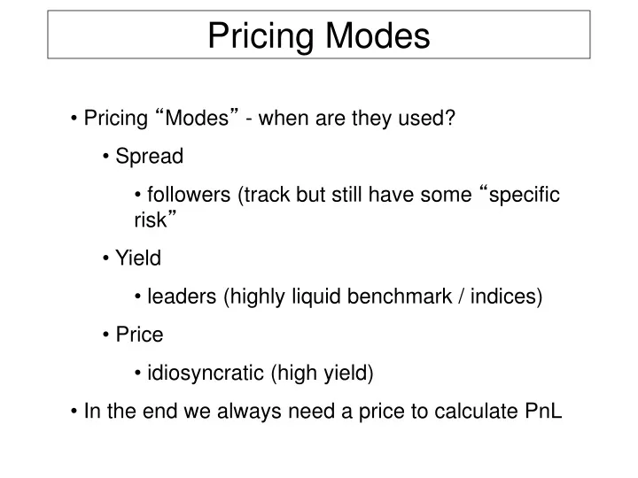 pricing modes