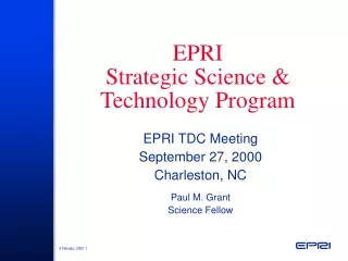 EPRI Strategic Science &amp; Technology Program
