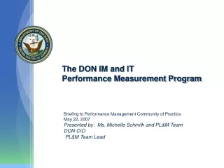 The DON IM and IT  Performance Measurement Program