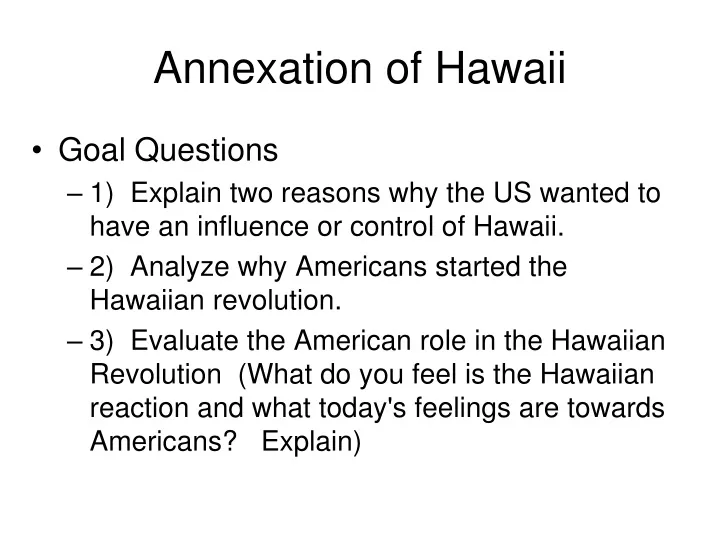 annexation of hawaii
