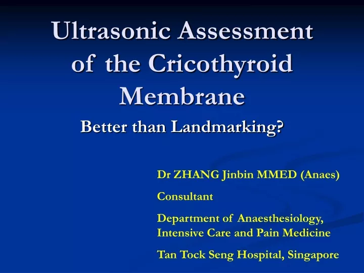 ultrasonic assessment of the cricothyroid membrane