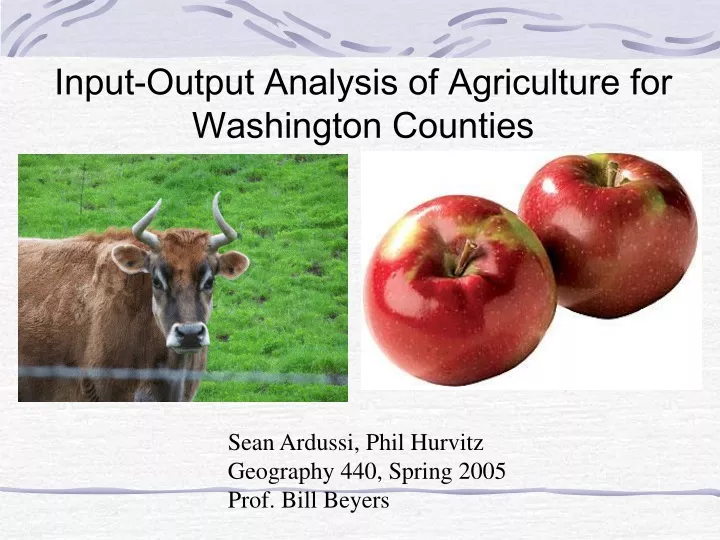 input output analysis of agriculture for washington counties