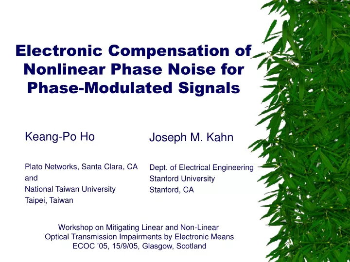 electronic compensation of nonlinear phase noise for phase modulated signals
