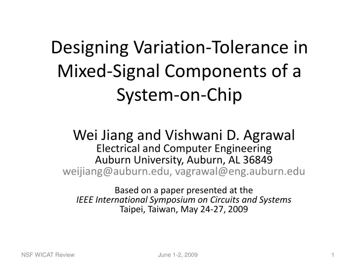 designing variation tolerance in mixed signal components of a system on chip