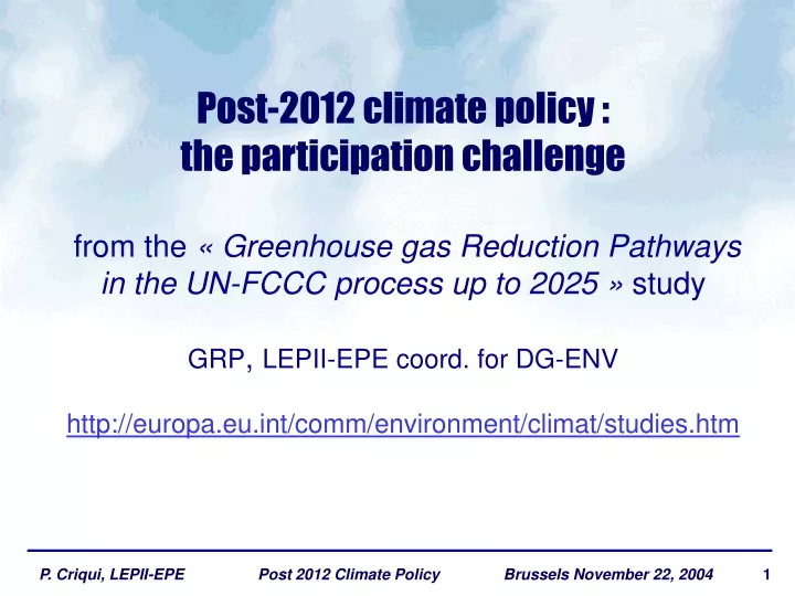 post 2012 climate policy the participation