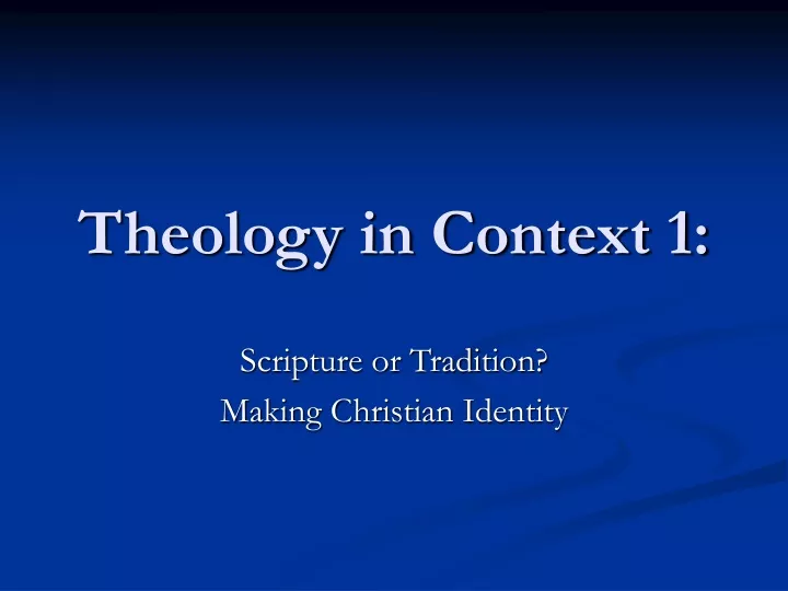 theology in context 1