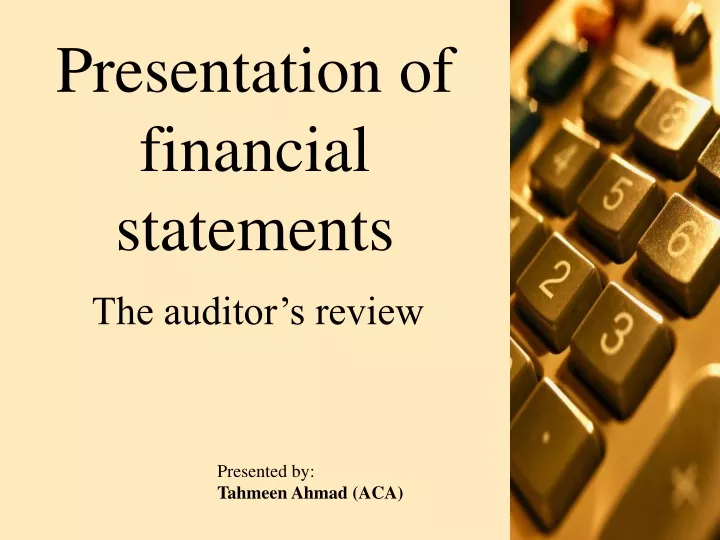 presentation of financial statements