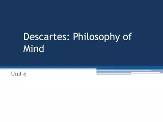Descartes: Philosophy of Mind