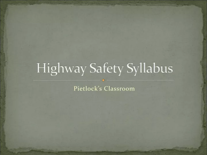 highway safety syllabus