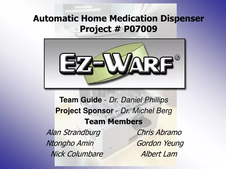 automatic home medication dispenser project p07009